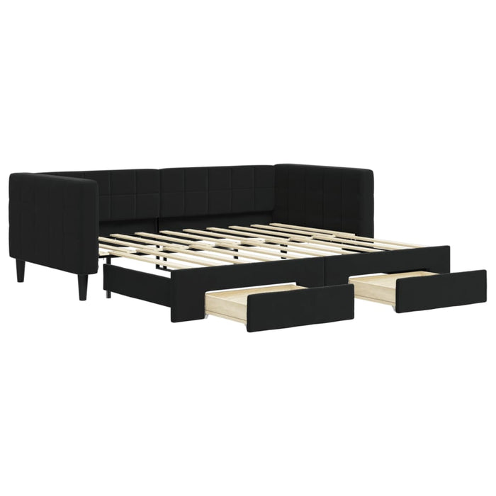 Divano Letto Estraibile con Cassetti Nero 90x190 cm in Vellutocod mxl 130693
