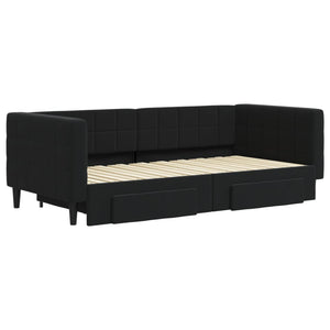 Divano Letto Estraibile con Cassetti Nero 90x190 cm in Vellutocod mxl 130693