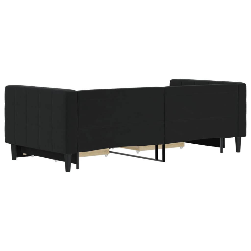 Divano Letto Estraibile con Cassetti Nero 90x190 cm in Velluto 3196754