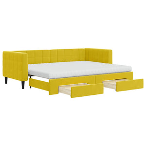 Divano Letto Estraibile con Cassetti Giallo 80x200cm in Velluto 3196761