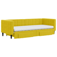 Divano Letto Estraibile con Cassetti Giallo 80x200cm in Vellutocod mxl 130695
