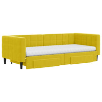 Divano Letto Estraibile con Cassetti Giallo 90x200cm in Vellutocod mxl 130697