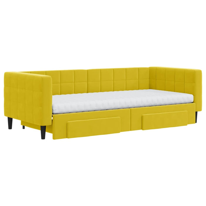 Divano Letto Estraibile con Cassetti Giallo 90x200cm in Vellutocod mxl 130697
