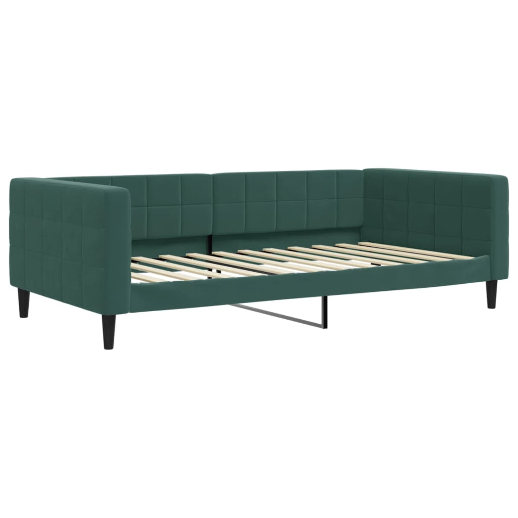 Divano Letto Estraibile Cassetti Verde Scuro 100x200cm Velluto