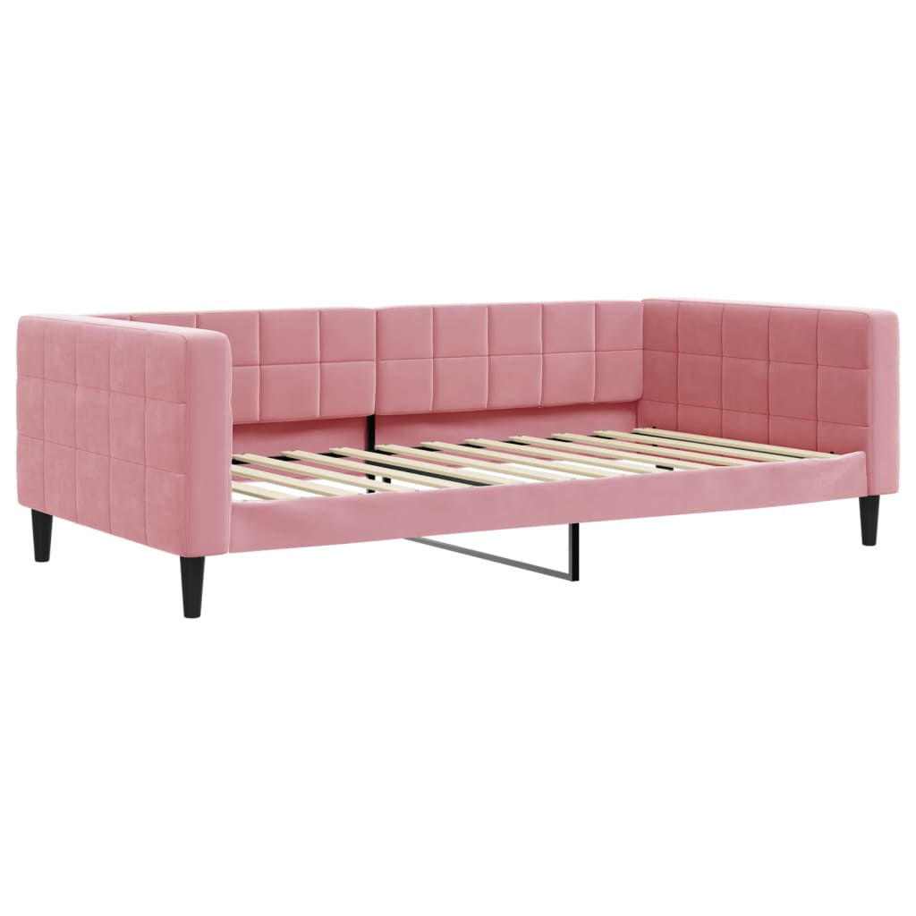 Divano Letto Estraibile con Cassetti Rosa 100x200 cm Velluto 3196773