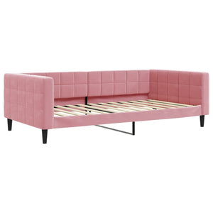 Divano Letto Estraibile con Cassetti Rosa 100x200 cm Velluto 3196773