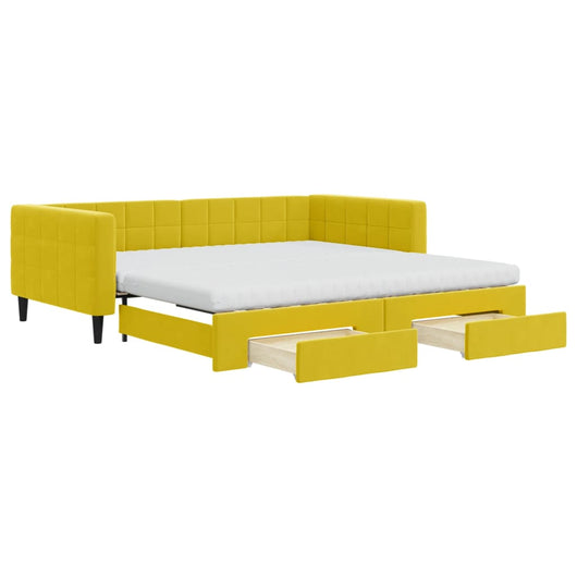 Divano Letto Estraibile con Cassetti Giallo 100x200cm Vellutocod mxl 130696