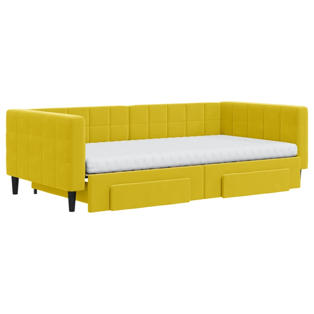 Divano Letto Estraibile con Cassetti Giallo 100x200cm Vellutocod mxl 130696