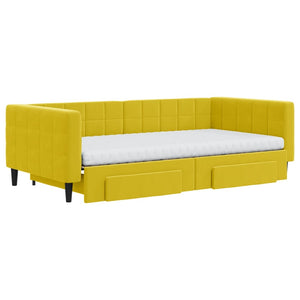 Divano Letto Estraibile con Cassetti Giallo 100x200cm Vellutocod mxl 130696