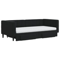 Divano Letto Estraibile con Cassetti Nero 90x190 cm in Velluto 3196778