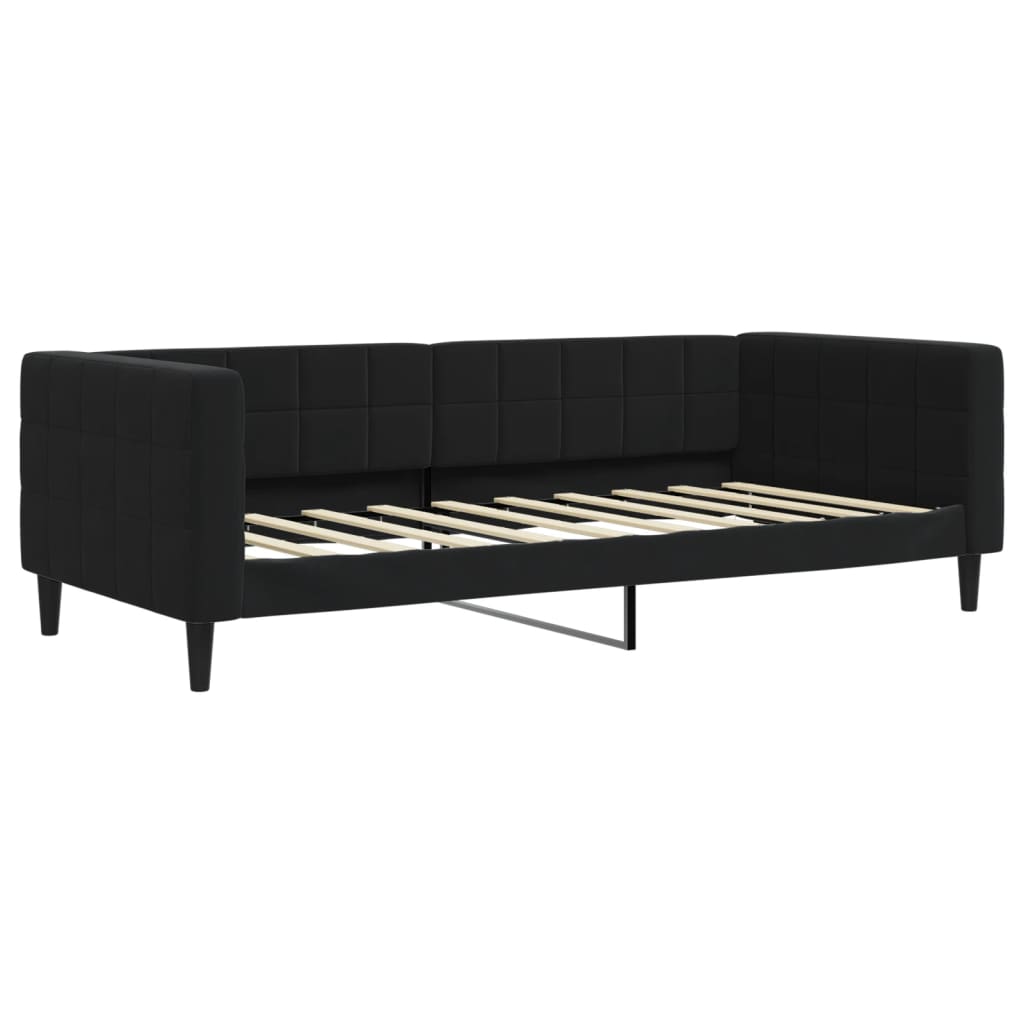 Divano Letto Estraibile con Cassetti Nero 90x190 cm in Velluto 3196778
