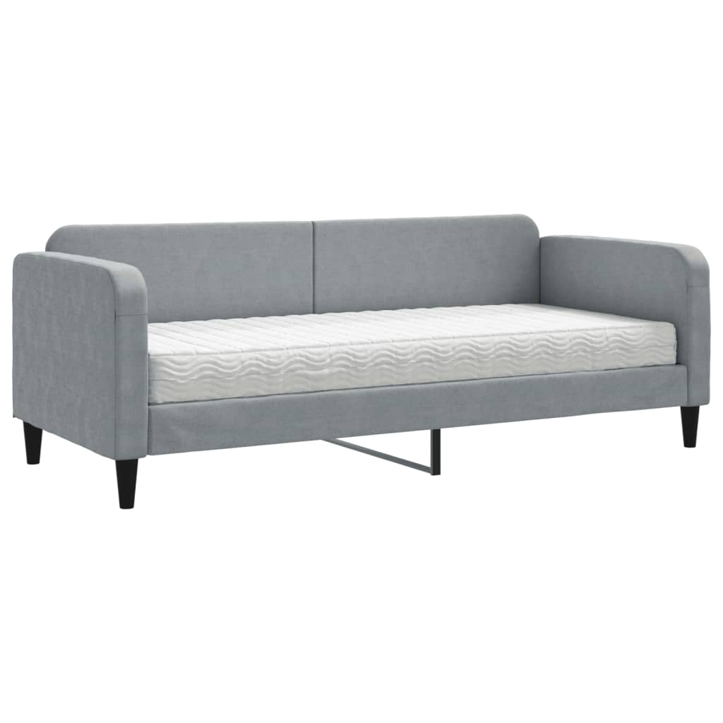 Divano Letto con Materasso-Sofa Letto-Daybed Grigio Chiaro 80x200 cm in Tessuto 203772