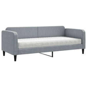 Divano Letto con Materasso-Sofa Letto-Daybed Grigio Chiaro 80x200 cm in Tessuto 203772