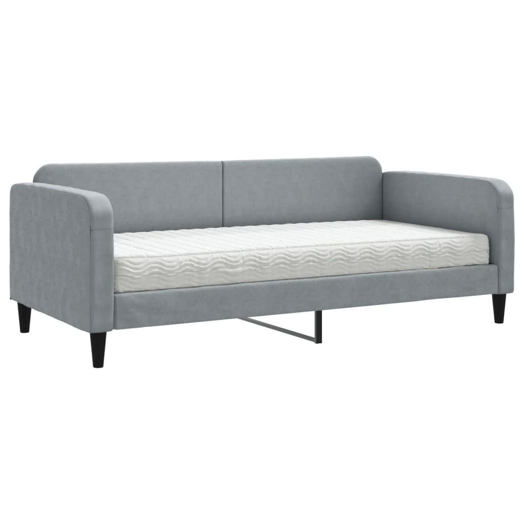 Divano Letto con Materasso-Sofa Letto-Daybed Grigio Chiaro 90x200 cm in Tessuto 266019