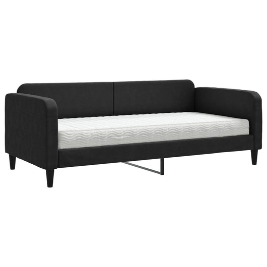 Divano Letto con Materasso-Sofa Letto-Daybed Nero 90x200 cm in Tessuto 371088