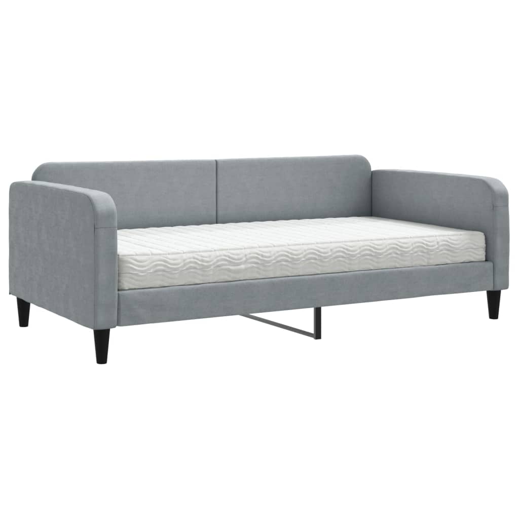 Divano Letto con Materasso-Sofa Letto-Daybed Grigio Chiaro 100x200 cm in Tessuto 158405