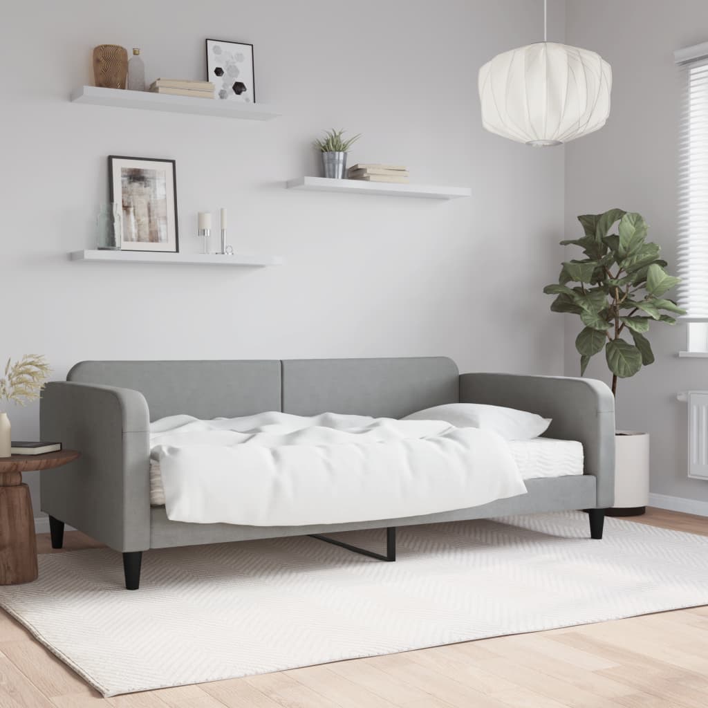Divano Letto con Materasso-Sofa Letto-Daybed Grigio Chiaro 100x200 cm in Tessuto 158405