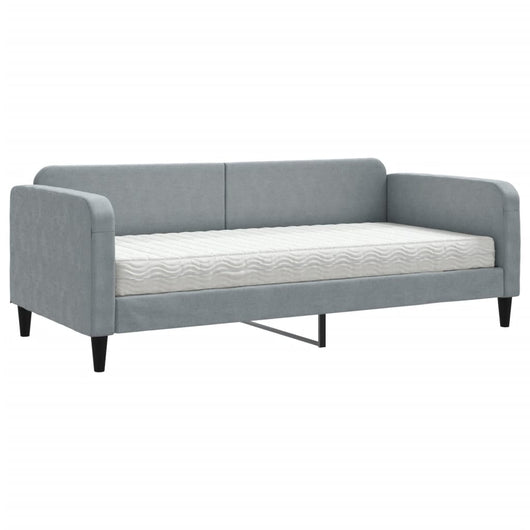 Divano Letto con Materasso-Sofa Letto-Daybed Grigio Chiaro 90x190 cm in Tessuto 656288