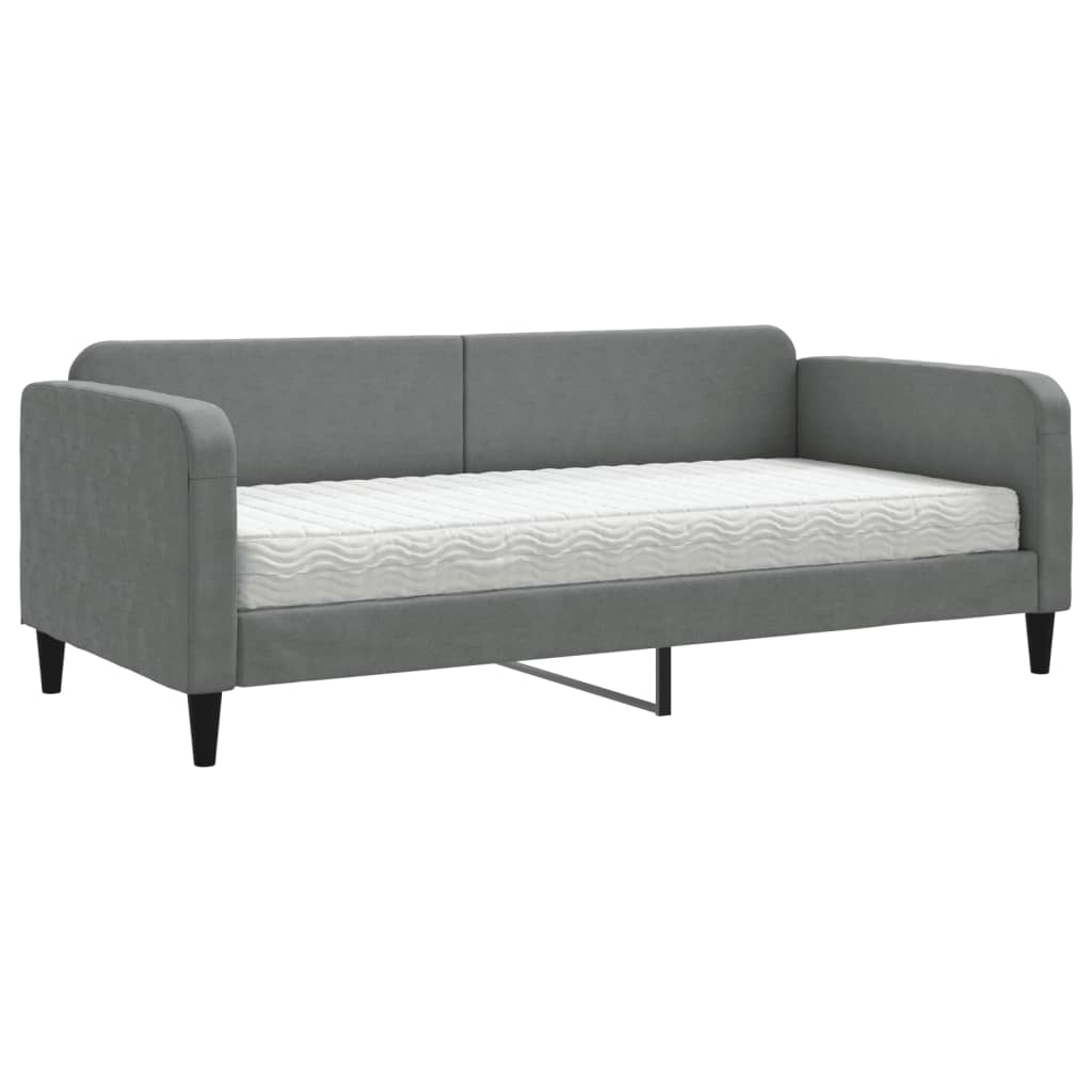 Divano Letto con Materasso-Sofa Letto-Daybed Grigio Scuro 90x190 cm in Tessuto 154115