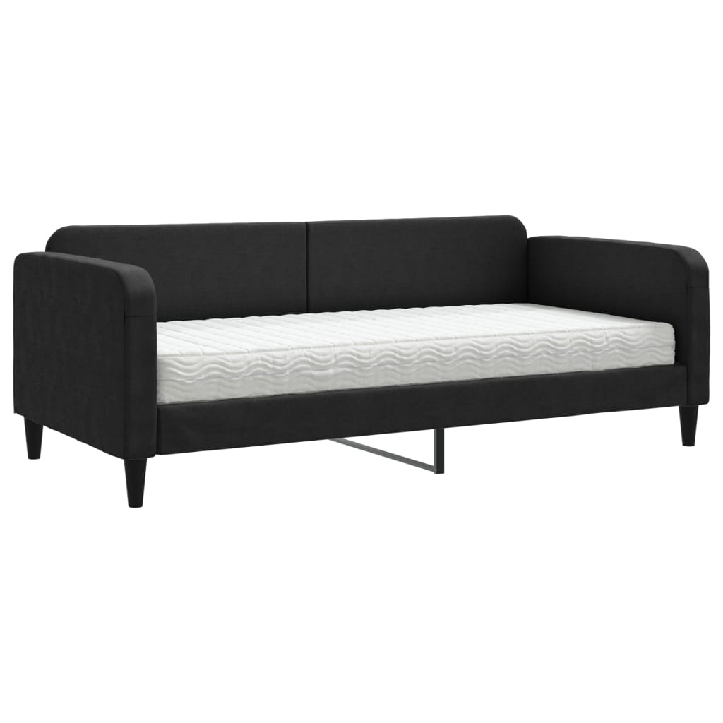 Divano Letto con Materasso-Sofa Letto-Daybed Nero 90x190 cm in Tessuto 296822