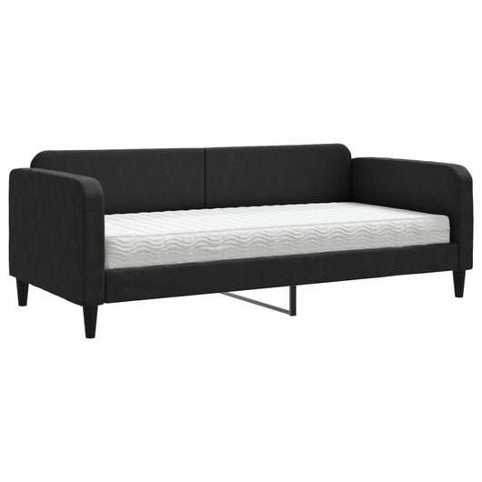 Divano Letto con Materasso-Sofa Letto-Daybed Nero 90x190 cm in Tessuto 296822