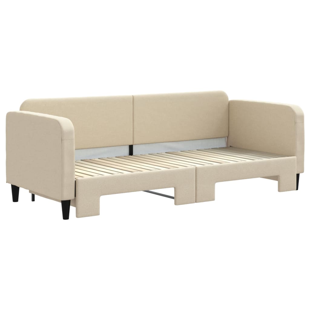 Divano Letto con Letto Estraibile Crema 80x200 cm Tessuto 3196815