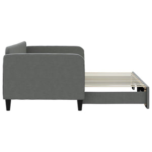 Divano Letto con Letto Estraibile Grigio Scuro 90x200cm Tessuto