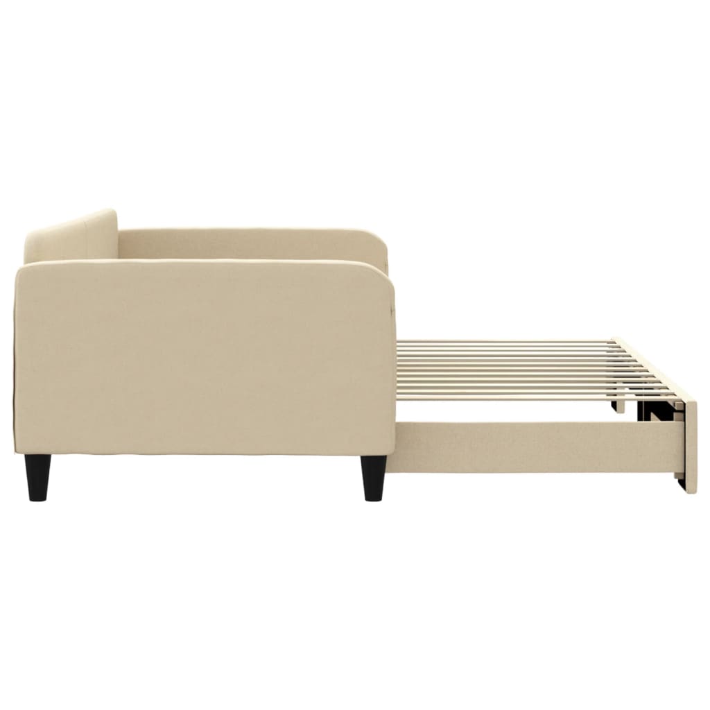Divano Letto con Letto Estraibile Crema 100x200 cm in Tessuto 3196825