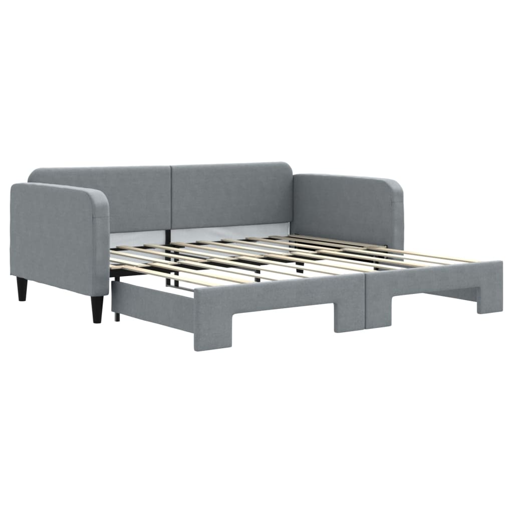 Divano Letto con Letto Estraibile Grigio Chiaro 90x190 Tessuto