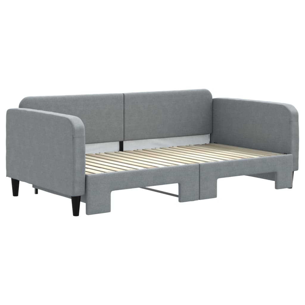 Divano Letto con Letto Estraibile Grigio Chiaro 90x190 Tessuto
