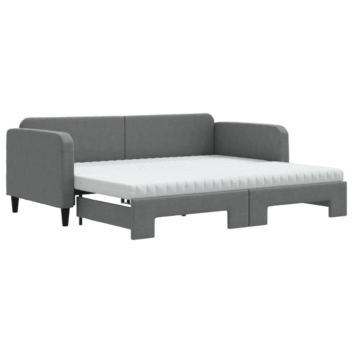vidaXL Divano Letto Estraibile Materassi Grigio Scuro 90x200cm Tessuto