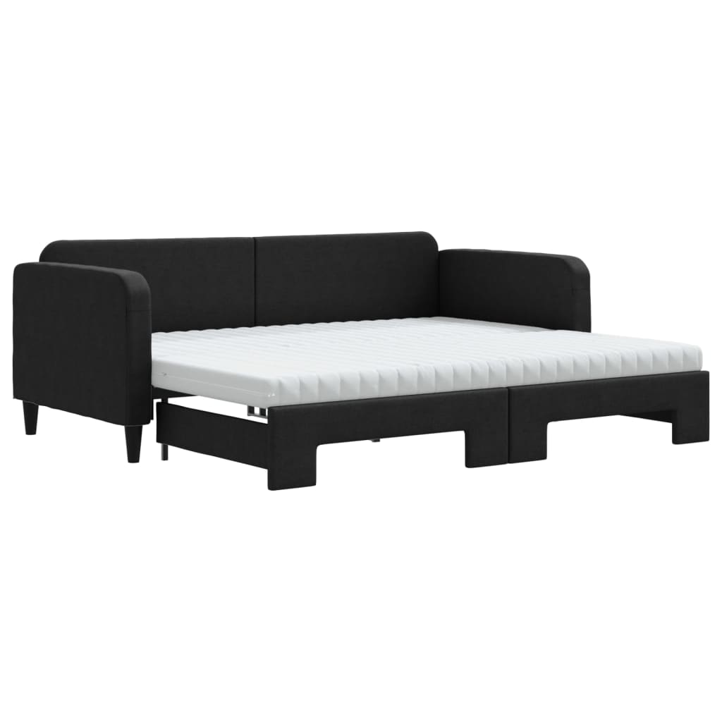 Divano Letto Estraibile con Materassi Nero 90x200 cm in Tessuto 3196836
