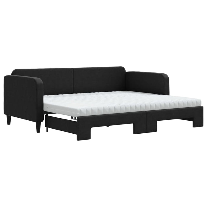 Divano Letto Estraibile con Materassi Nero 90x200 cm in Tessuto 3196836