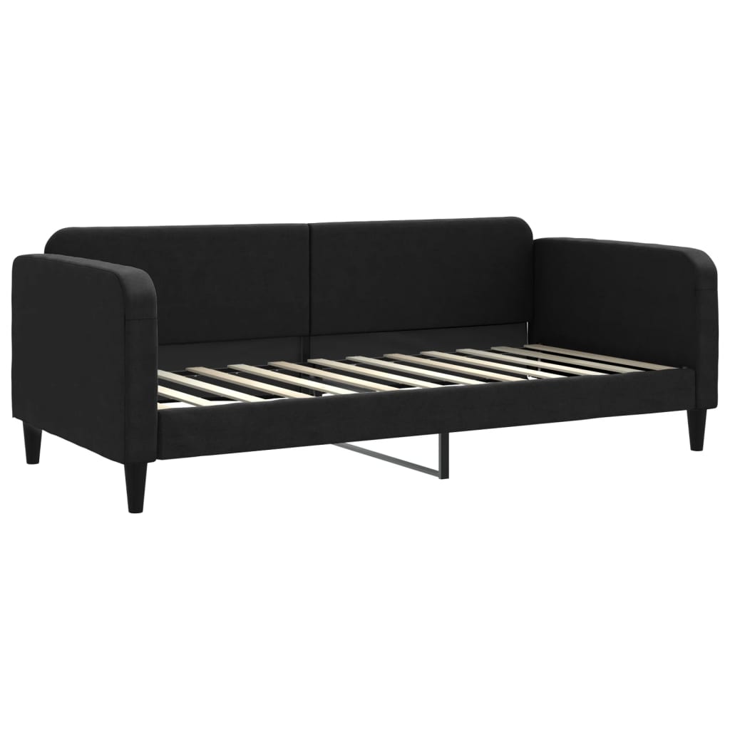 Divano Letto Estraibile con Materassi Nero 90x200 cm in Tessuto 3196836