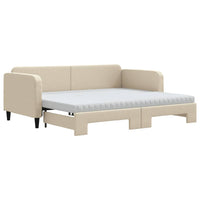 Divano Letto Estraibile con Materassi Crema 90x200 cm Tessuto 3196838