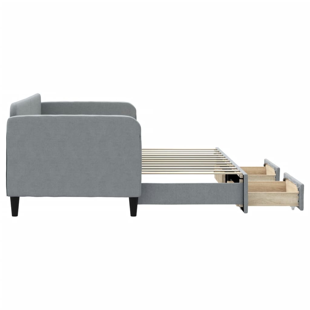 Divano Letto Estraibile Cassetti Grigio Chiaro 80x200cm Tessuto 3196847