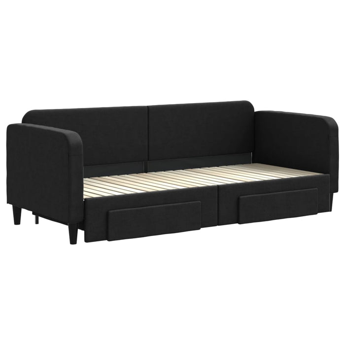 Divano Letto Estraibile con Cassetti Nero 80x200 cm in Tessuto 3196849