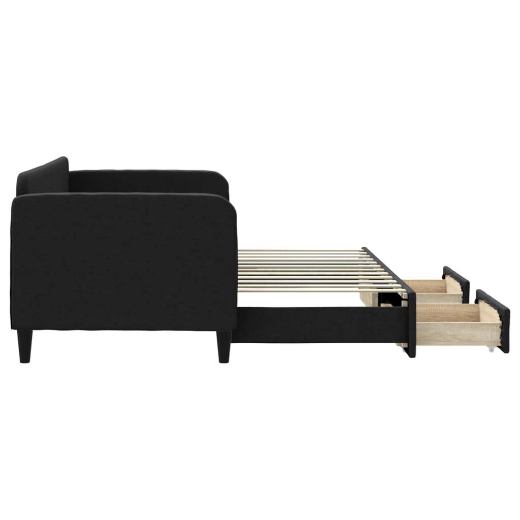 Divano Letto Estraibile con Cassetti Nero 80x200 cm in Tessuto 3196849