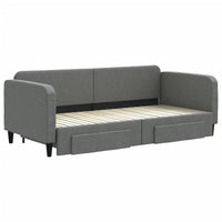 Divano Letto Estraibile Cassetti Grigio Scuro 90x200cm Tessuto 3196853