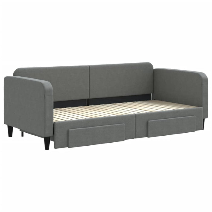 Divano Letto Estraibile Cassetti Grigio Scuro 90x200cm Tessuto 3196853