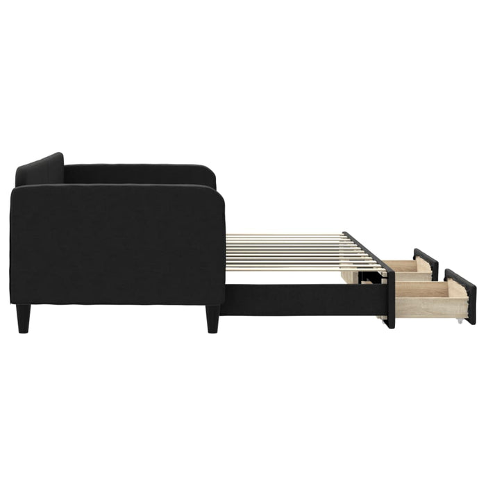 Divano Letto Estraibile con Cassetti Nero 90x200 cm in Tessuto 3196854
