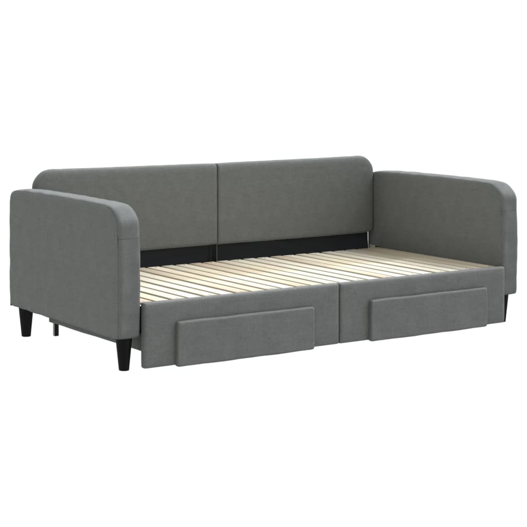 vidaXL Divano Letto Estraibile Cassetti Grigio Scuro 100x200cm Tessuto