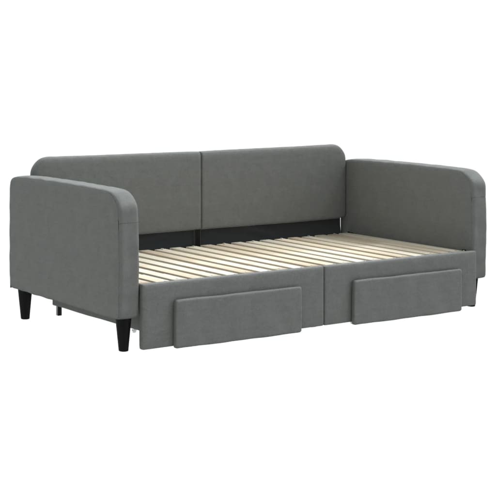 Divano Letto Estraibile Cassetti Grigio Scuro 90x190cm Tessutocod mxl 82714