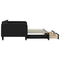 Divano Letto Estraibile con Cassetti Nero 90x190 cm in Tessuto