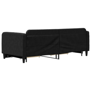 Divano Letto Estraibile con Cassetti Nero 90x190 cm in Tessuto