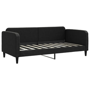 Divano Letto Estraibile con Cassetti Nero 90x190 cm in Tessuto