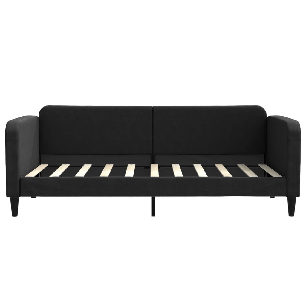 Divano Letto Estraibile con Cassetti Nero 90x190 cm in Tessuto