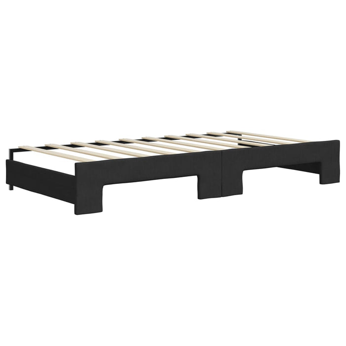 Divano Letto Estraibile con Cassetti Nero 90x190 cm in Tessuto