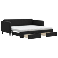 Divano Letto Estraibile con Cassetti Nero 90x200 cm in Tessuto 3196872