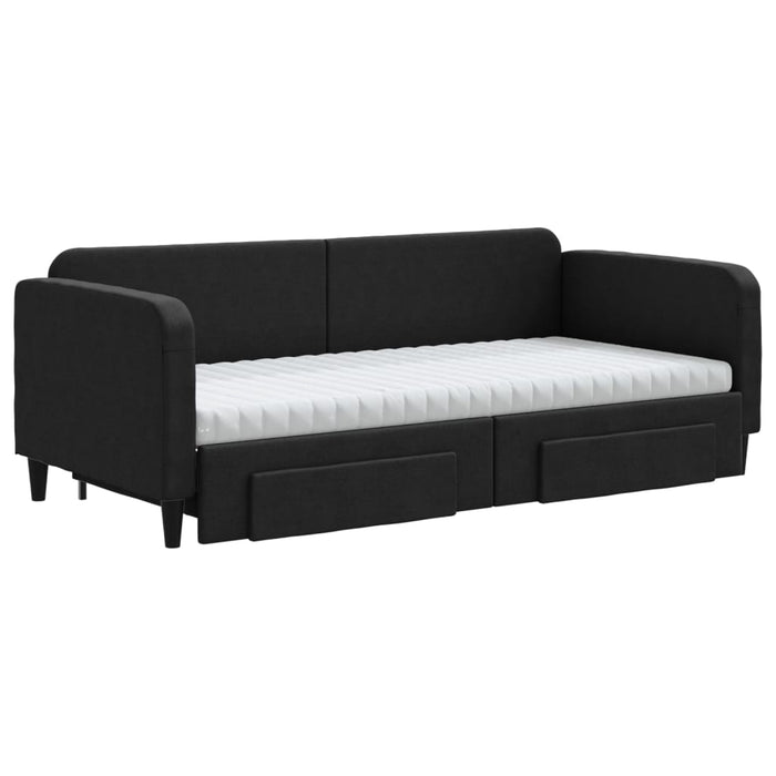 Divano Letto Estraibile con Cassetti Nero 90x200 cm in Tessuto 3196872